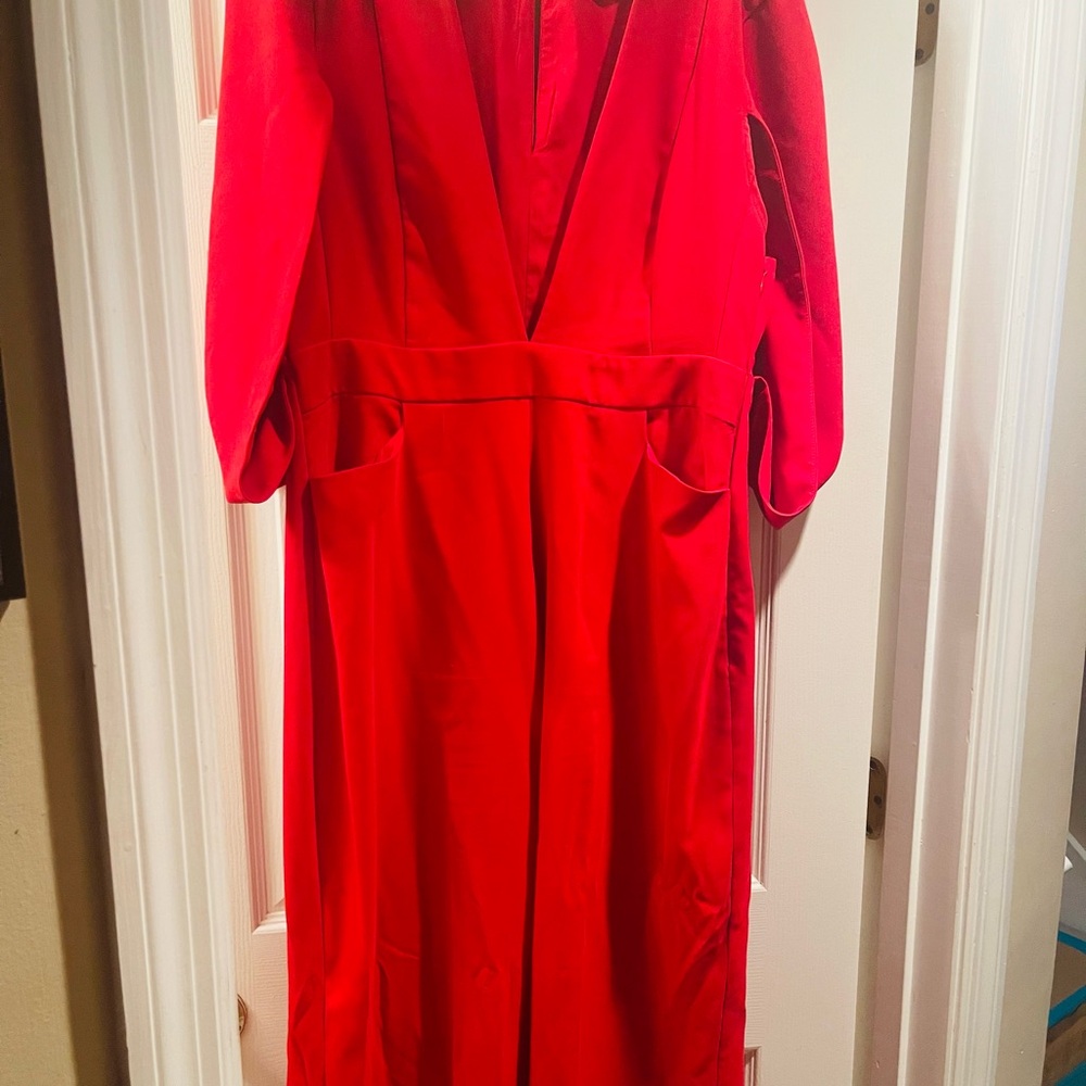 Red V-Neck Women’s Jumpsuit